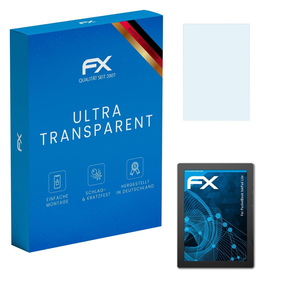 atFoliX Screen Protection Film compatible with PocketBook InkPad Lite Screen Protector, ultra-clear FX Protective Film (2X)