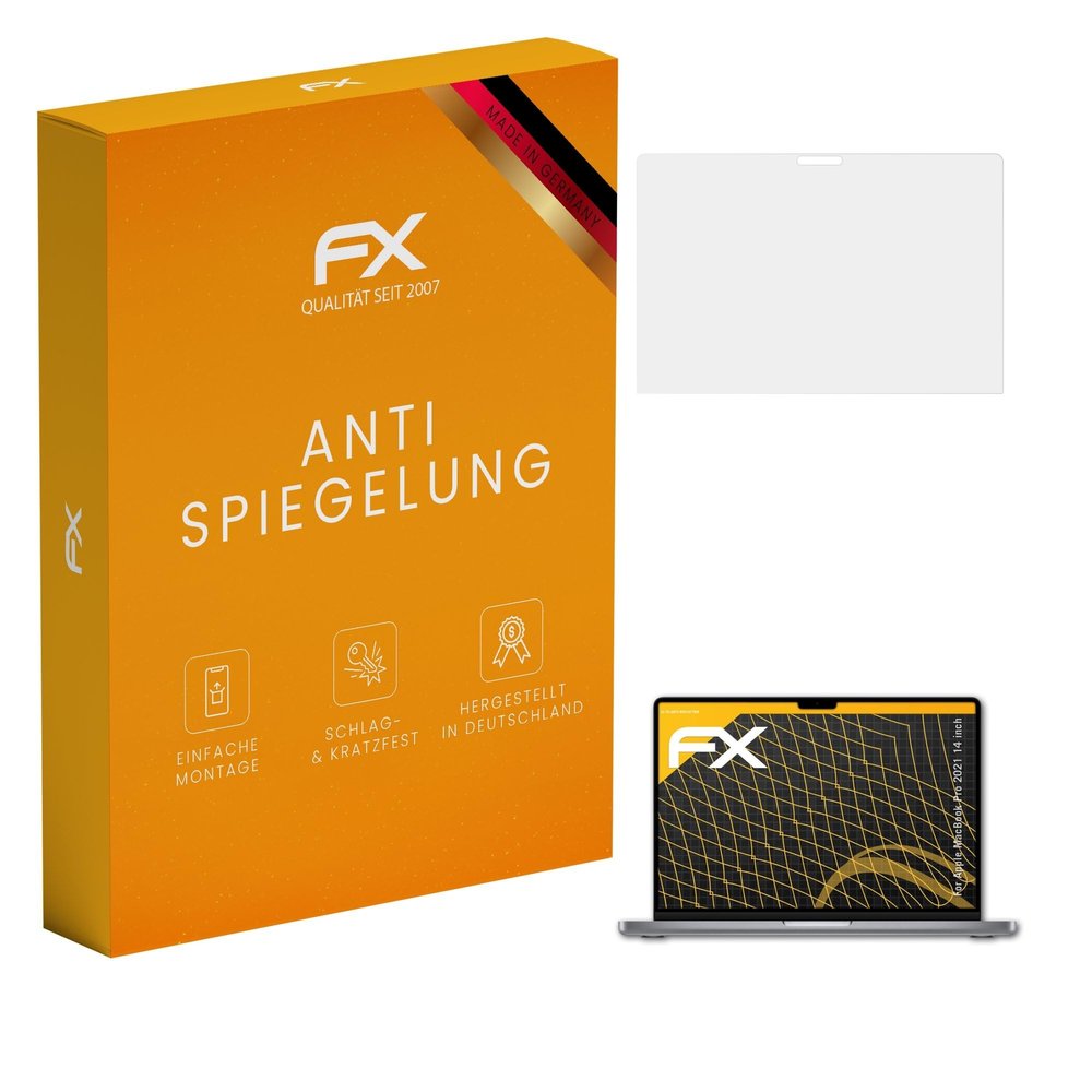 atFoliX Screen Protector compatible with Apple MacBook Pro 2021 14 inch Screen Protection Film, anti-reflective and shock-absorbing FX Protector Film (2X)