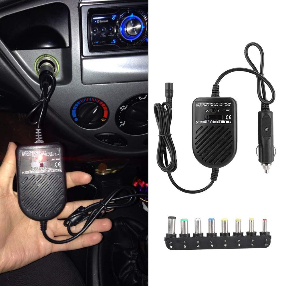 Car Laptop Charger, 80W DC Low Energy Consumption Charger Universal for Power The Different Laptops for Traveling in The Car