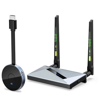 Wireless HDMI Transmitter and Receiver,Wireless HDMI 4k Extender Kit, HDMI Adapter Support 4K@30Hz, Support 2.4/5GHz Player Streaming Video/Audio from Laptop/PC/Phone to HDTV/Projector/Monitor(Silver)