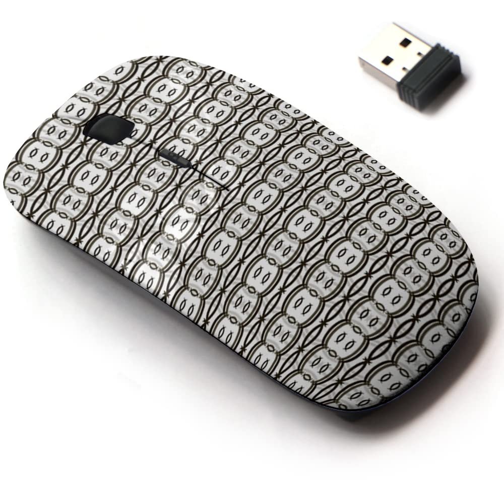 2.4G Wireless Mouse with Cute Pattern Design for All Laptops and Desktops with Nano Receiver - Black White