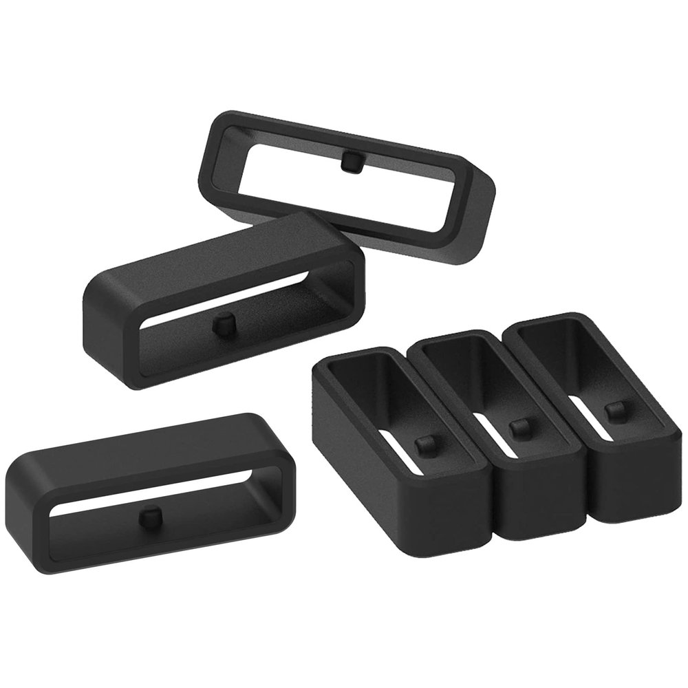 Replacement Secure Rings Compatible with Garmin Forerunner 945 230 235 620 630 735XT/Approach S20 S5 S6/Fenix 5/6 Smartwatch Straps Silicone Connector Keepers Fastener Ring Holders Loop Black