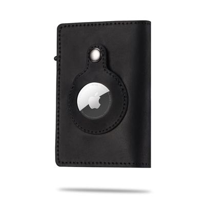 Kanley Airtag Leather Wallet with Tracker Holder Smart Wallet for Men with Tracking Case  Smart with Card Holder Slots and Money Clip  Christmas, Fathers Day, Birthday (Black)