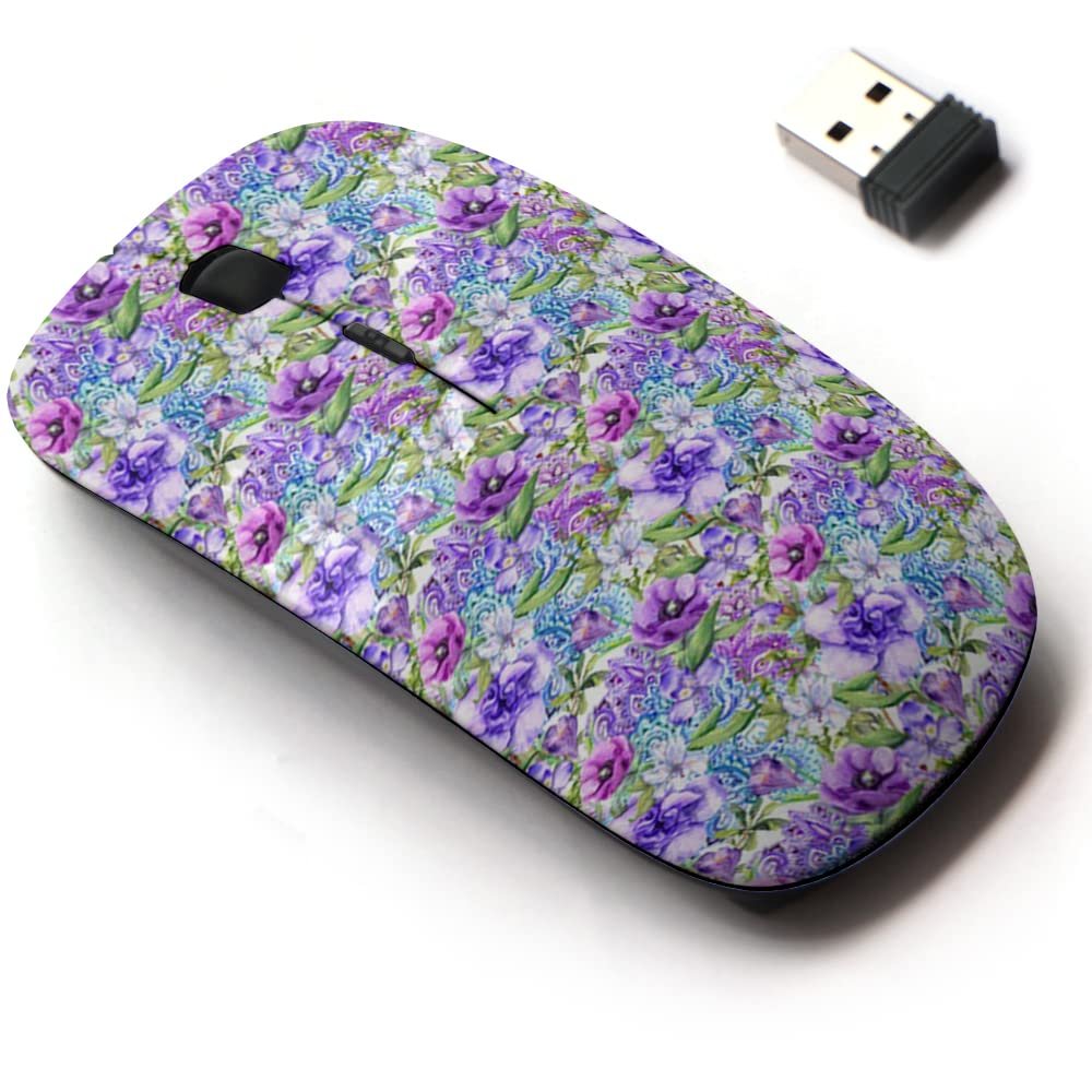 2.4G Wireless Mouse with Cute Pattern Design for All Laptops and Desktops with Nano Receiver - Floral Ornament Boho Style