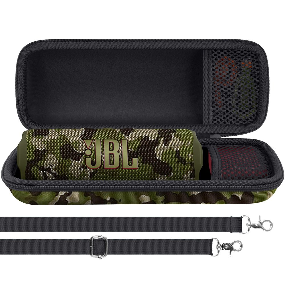 Aenllosi for JBL Flip 7/ Flip 6/ Flip 5 Protable Bluetooth Speaker Hard Case with Adjustable Shoulder Strap,Camouflage (Case Only)