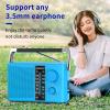 LEOTEC AM/FM Radio with Best Reception, AC or Battery Operated Portable Radio with Big Speaker, Large Tuning Knob, Clear Dial, Earphone Jack for Gift, Elder, Home (Blue) view 3