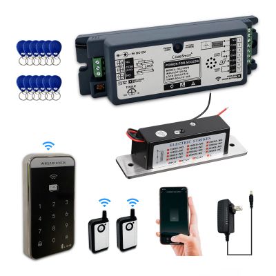 2.4GHz WiFi Access Control 400lb Holding Force Electric Strike Door Lock System Kit with Remote and Smartphone app Control, paired with Wireless Access Kaypad