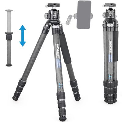 Carbon Fiber Tripod INNOREL KT324C Professional Portable Compact Travel Tripod for DSLR Camera Heavy Duty Stand Support 1.28in/32.5mm Tube with Low Gravity Center Panoramic Ball head Center Column