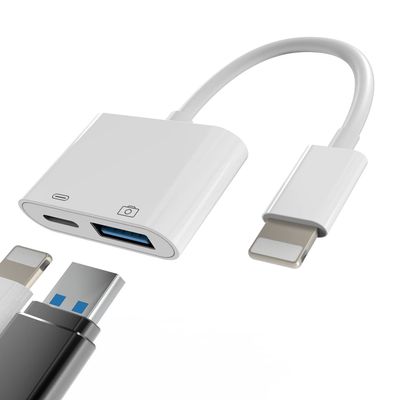 Lightning to USB Adapter OTG Cable Connector for iPhone 13 12 11 Mini Pro Max X Xs Ipad Male Converter Apple Splitter and Charger Charge Female Port Camera Keyboard Mouse Adaptador para Hub Charging