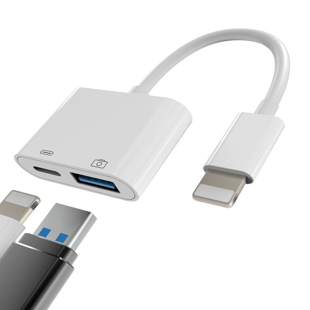 Lightning to USB Adapter OTG Cable Connector for iPhone 13 12 11 Mini Pro Max X Xs Ipad Male Converter Apple Splitter and Charger Charge Female Port Camera Keyboard Mouse Adaptador para Hub Charging