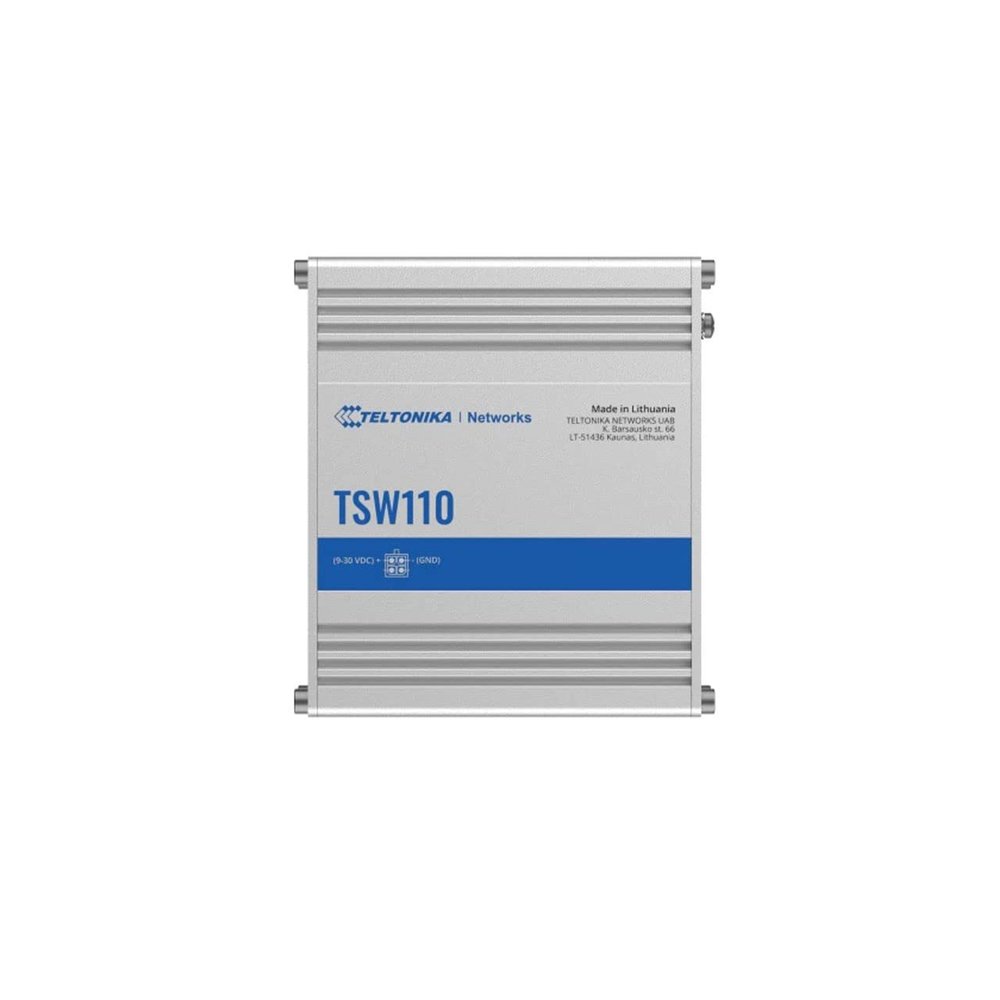 Teltonika TSW110000010 Model TSW110 Industrial L2 Unmanaged Switch, 10/100/1000 Mbps Ethernet Ports, Aluminum Housing, 10 Gbps Bandwidth