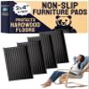 CasterMaster Rectangular Rubber Pads - 2x4 in Black, 4 Pack view 1