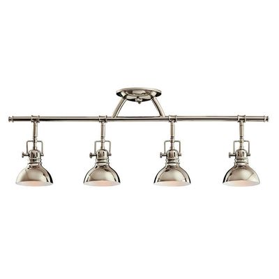 Bailey Street Home 4 Light Fixed Rail with Vintage Industrial Inspirations 11.25 inches Tall by 5.5 inches Wide-Polished Nickel Finish Vintage Industrial Rail Light 147-Bel-555168