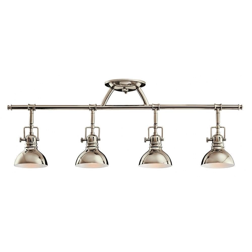 Bailey Street Home 4 Light Fixed Rail with Vintage Industrial Inspirations 11.25 inches Tall by 5.5 inches Wide-Polished Nickel Finish Vintage Industrial Rail Light 147-Bel-555168