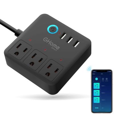 GHome Smart Plug Power Strip Works with Alexa & Google Home - 3 Individually Controlled Smart Outlets Switches 3 USB Ports, 4FT Extension Cord, WiFi Power Strip, Multi-Plug Extender for Home Offices