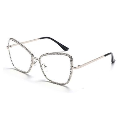 willochra Diamond Cat Eye Bifocal Blue Light Blocking Reading Glasses for Women, round Computer Readers Eye Strain adjustable Reader (silver white, 0 magnification)