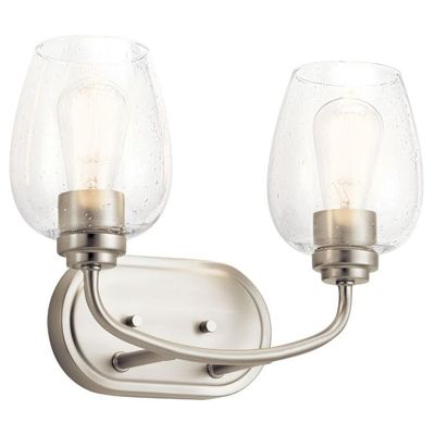 Bailey Street Home 2 Light Vanity Light 10.25 inches Tall by 14.5 inches Wide-Brushed Nickel Finish-Clear Seeded Glass Color Traditional Wall Mt Bath 2 Arm 147-Bel-4402472