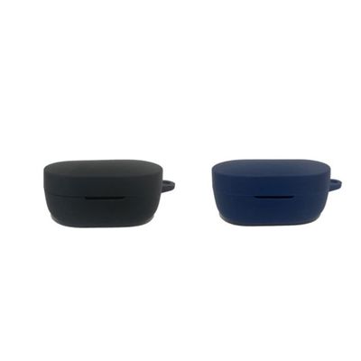 2 Pack DAYJOY Soft Silicone Protective Case Cover Compatible with SoundPEATS Truefree2 Earphone, Protective Skin Sleeve with Carabiner for SoundPEATS Truefree2(Black+Blue)