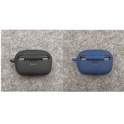 2 Pack DAYJOY Soft Silicone Protective Case Cover Compatible with SoundPEATS T2 Earphone, Protective Skin Sleeve with Carabiner for SoundPEATS T2(Black+Blue)