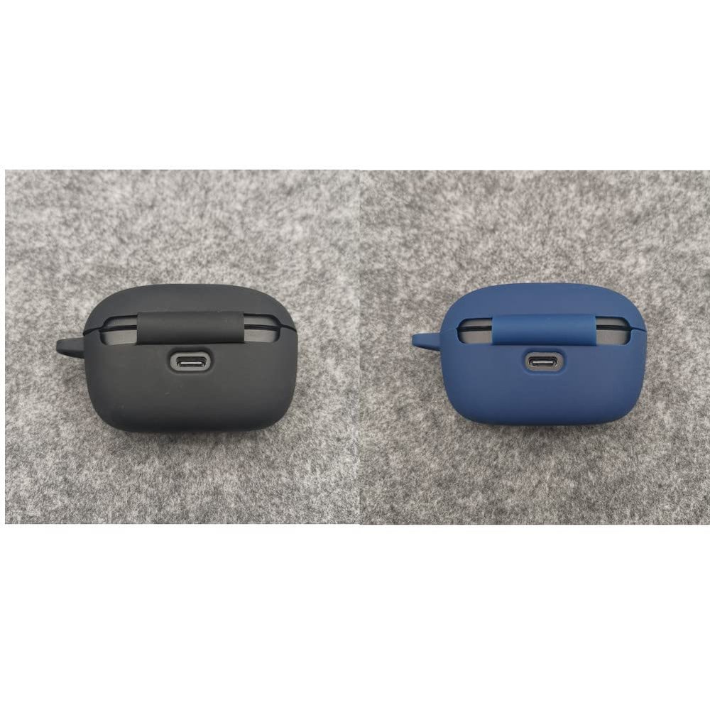 2 Pack DAYJOY Soft Silicone Protective Case Cover Compatible with SoundPEATS T2 Earphone, Protective Skin Sleeve with Carabiner for SoundPEATS T2(Black+Blue)