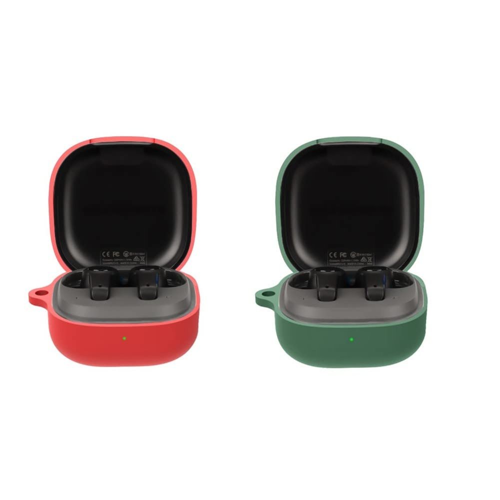 2 Pack DAYJOY Soft Silicone Protective Case Cover Compatible with SoundPEATS T3 Earphone, Protective Skin Sleeve with Carabiner for SoundPEATS T3(red+Green)