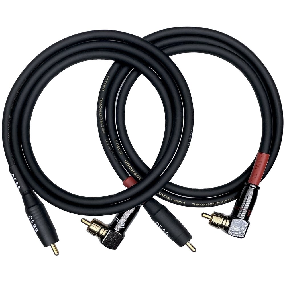 CNCESS CESS-167-3f RCA Right Angle to Straight Type Male to Male Preamp Jumpers Patch Cable, 2 Pack (3 Feet)