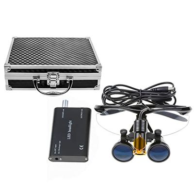 ARIES OUTLETS 5W Black Aluminum Case Headlamp 3.5x420 Loupes Magnifier Lab Binocular Magnification