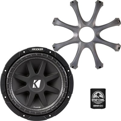 KICKER Subwoofer and Grille Package of 2 Items: 12" Comp Subwoofer SVC 4-ohm with ABS Grille - 43C124 Sub & GR120 Grill