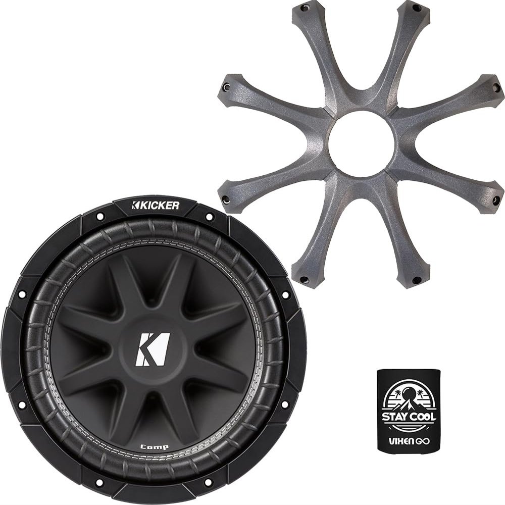 KICKER Subwoofer and Grille Package of 2 Items: 12" Comp Subwoofer SVC 4-ohm with ABS Grille - 43C124 Sub & GR120 Grill