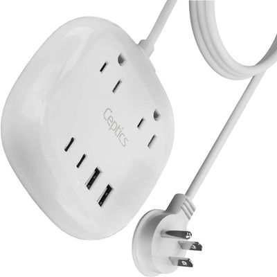 Ceptics USB C Power Strip, Compact Surge Protector with Grounded Dual USB and USB-C Ports, 21W 5-Foot Cord