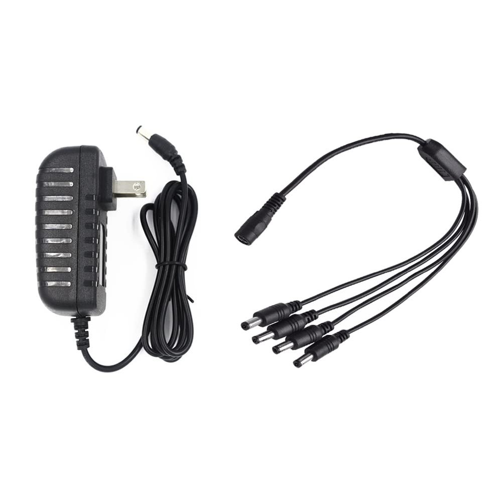Lile2Liwn Camera Power Adapter with 4-Way Power Splitter for CCTV Home Security Camera Surveillance System