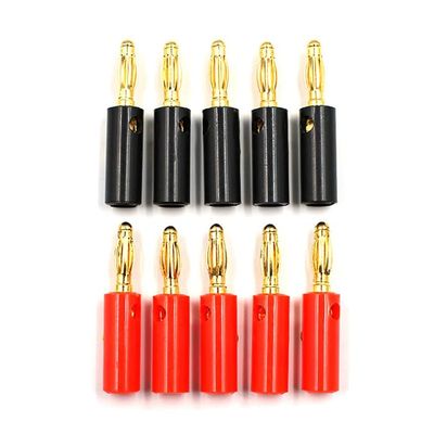 10pcsAudio Speaker Screw Banana Gold Plate Plugs Connectors 4mm Black Red-5pcs R 5pcs B Golden