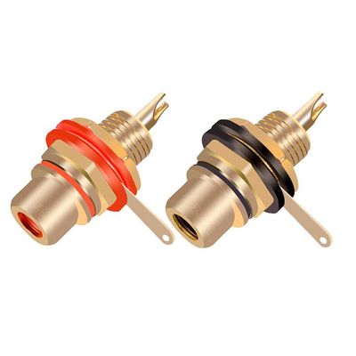 1pair Gold Plated RCA Jack Connector Panel Mount Chassis Audio Socket Plug Bulkhead with NUT Solder 2pcs