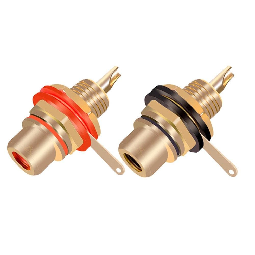 1pair Gold Plated RCA Jack Connector Panel Mount Chassis Audio Socket Plug Bulkhead with NUT Solder 2pcs