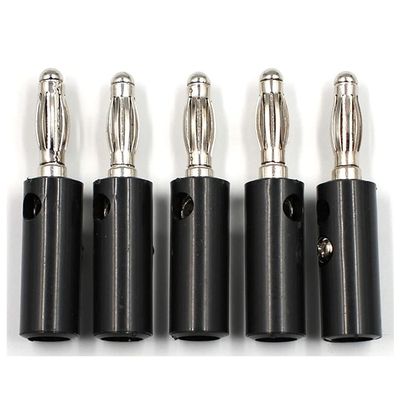 10pcsAudio Speaker Screw Banana Gold Plate Plugs Connectors 4mm Black Red-5pcs Black