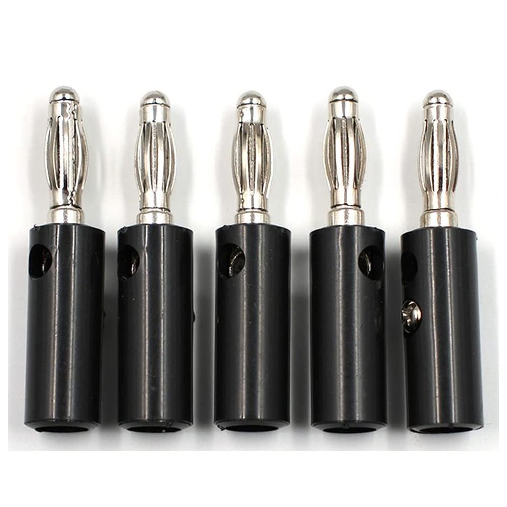 10pcsAudio Speaker Screw Banana Gold Plate Plugs Connectors 4mm Black Red-5pcs Black