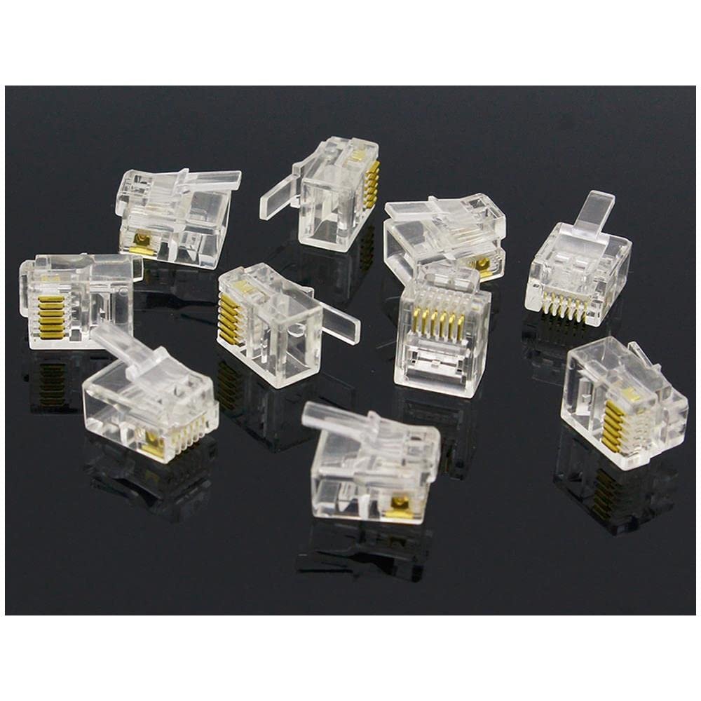 10pcs 6P6C 6 Pins 6 Contacts RJ11 Telephone Modular Plug Jack,RJ11 Connector