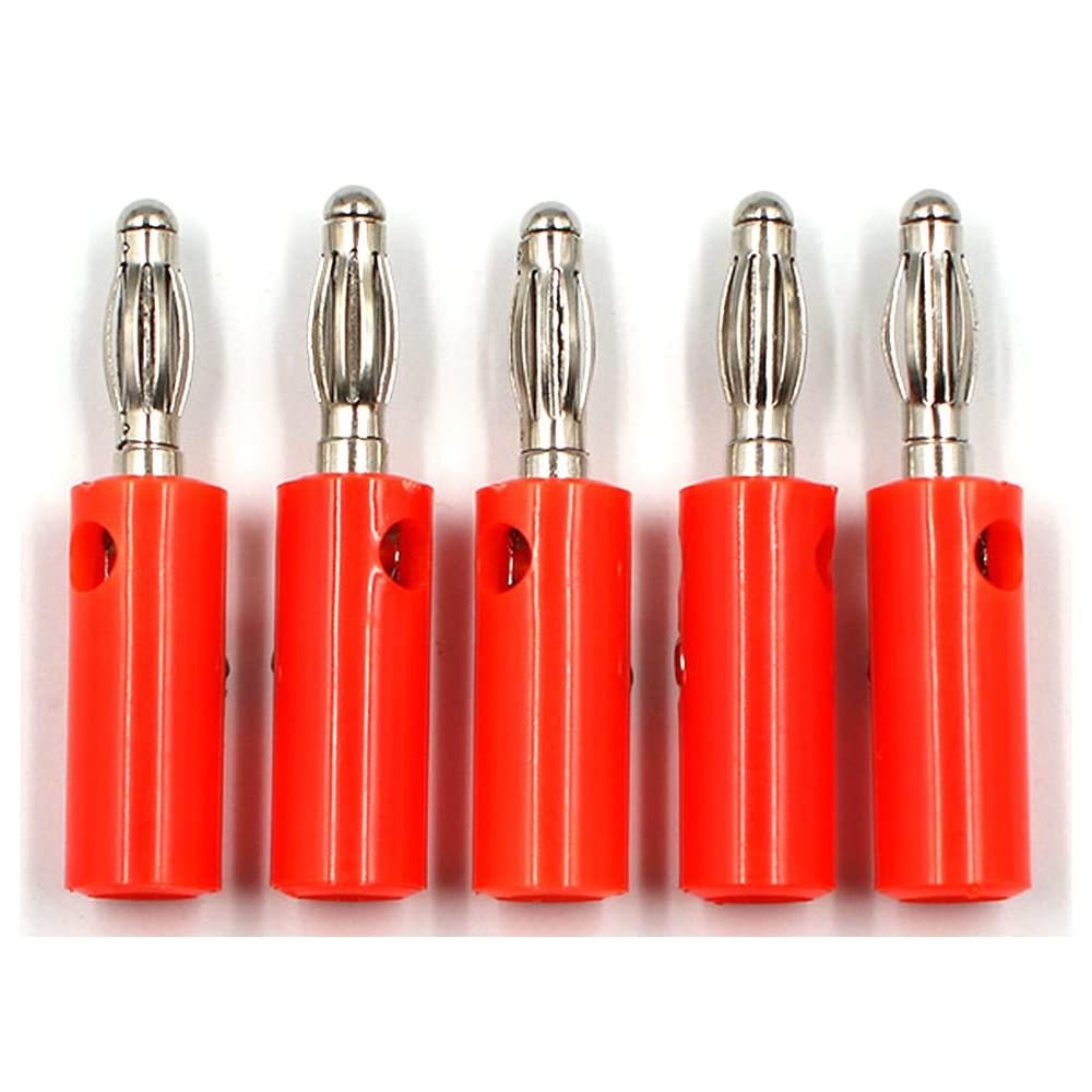 10pcsAudio Speaker Screw Banana Gold Plate Plugs Connectors 4mm Black Red-5pcs Red
