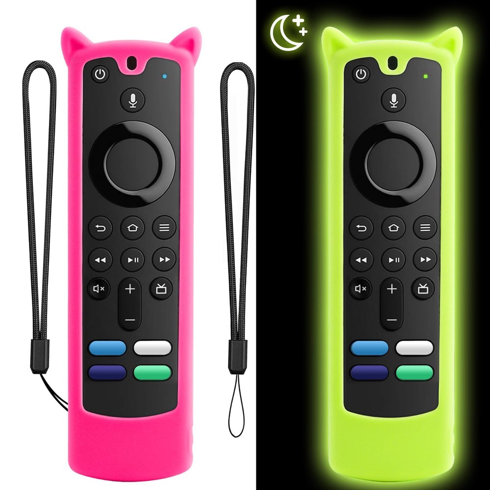 [2 Pack] Wevove Firestick Remote Cover Compatible with Alexa Voice Remote 4k/Lite (3rd Gen), Firesticktvs Remote Case with Wrist Strap, for Firetv Stick Cover Glow in The Dark