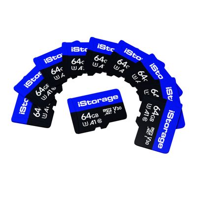 10 Pack iStorage microSD Card 64GB | Encrypt Data stored on iStorage microSD Cards Using datAshur SD USB Flash Drive | Compatible with datAshur SD Drives only