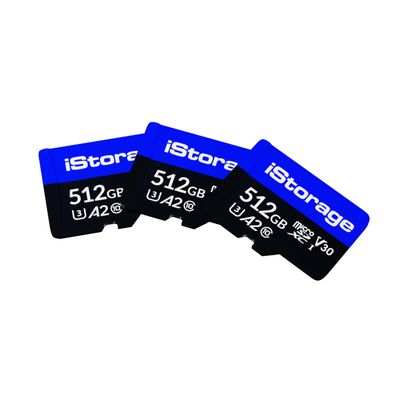 3 Pack iStorage microSD Card 512GB | Encrypt Data stored on iStorage microSD Cards Using datAshur SD USB Flash Drive | Compatible with datAshur SD Drives only