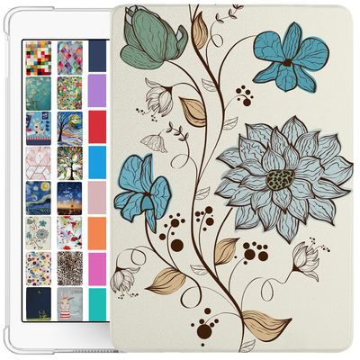 DuraSafe Cases for iPad 6th 5th Air 1st 2nd Gen 9.7 Inch [iPad 6 5 Air 1 2 ] A1893 A1822 A1566 MH2V2LL/A MRM52LL/A Printed Adjustable Stand Feature Case TPU Heat Dissipation Back - Watercolor Flowers