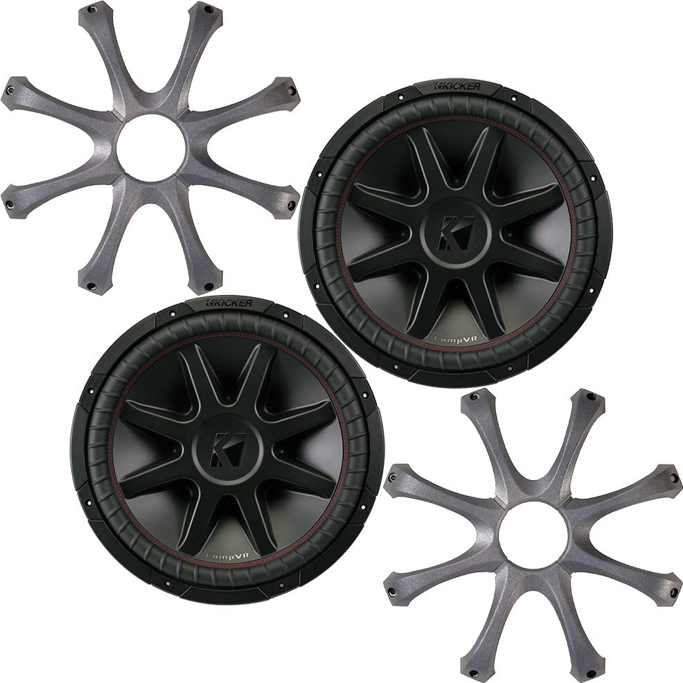 KICKER Subwoofers and Grilles Package of 4 Items: 15" CompVR Subwoofers DVC 2-ohm with ABS Grilles - 2X 43CVR152 Subs & 2X GR150 Grills