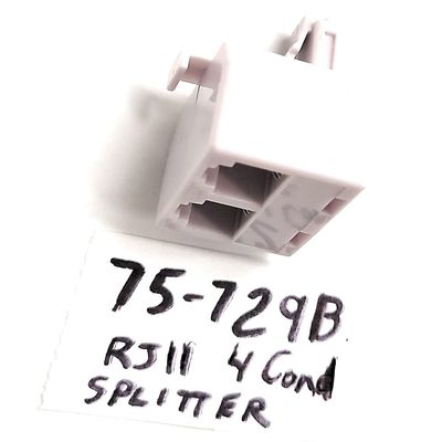 2 Way Splitter 4 Conductor Telephone RJ11 (White) Male to (Two) Females (1pc) 75-729B PHILMORE