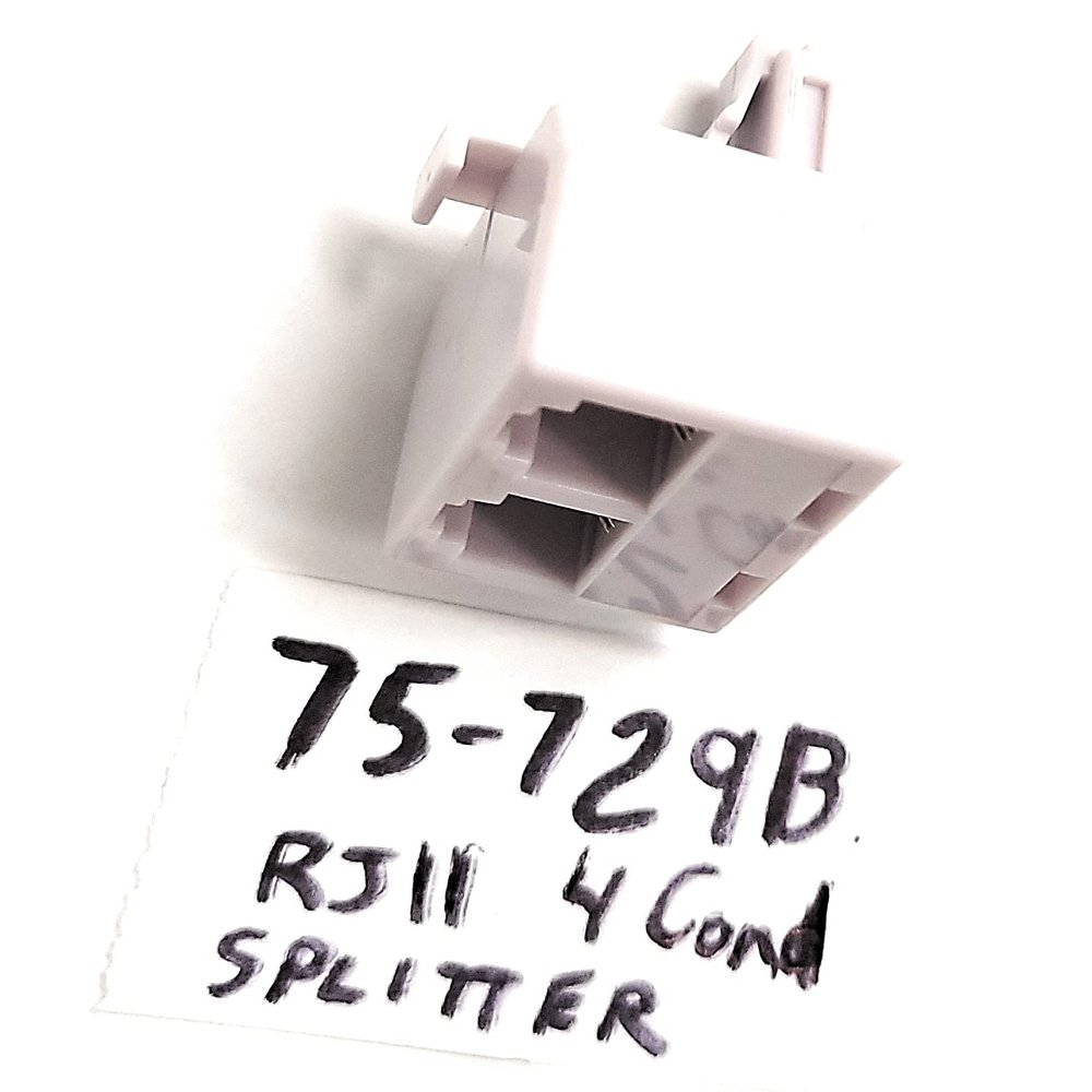 2 Way Splitter 4 Conductor Telephone RJ11 (White) Male to (Two) Females (1pc) 75-729B PHILMORE
