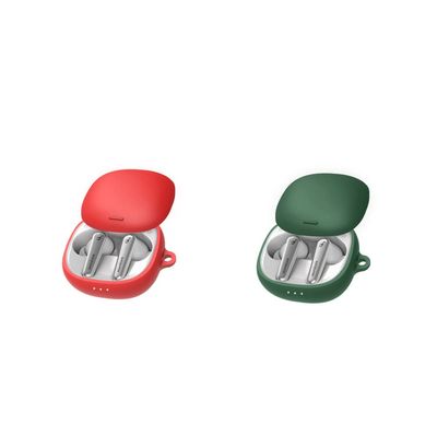 2 Pack DAYJOY Soft Silicone Protective Case Cover Compatible with Anker Soundcore Liberty Air 2 Pro Earphone, Protective Skin Sleeve with Key Chain (red+Green)