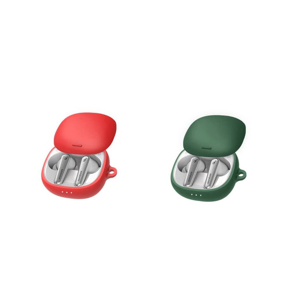 2 Pack DAYJOY Soft Silicone Protective Case Cover Compatible with Anker Soundcore Liberty Air 2 Pro Earphone, Protective Skin Sleeve with Key Chain (red+Green)