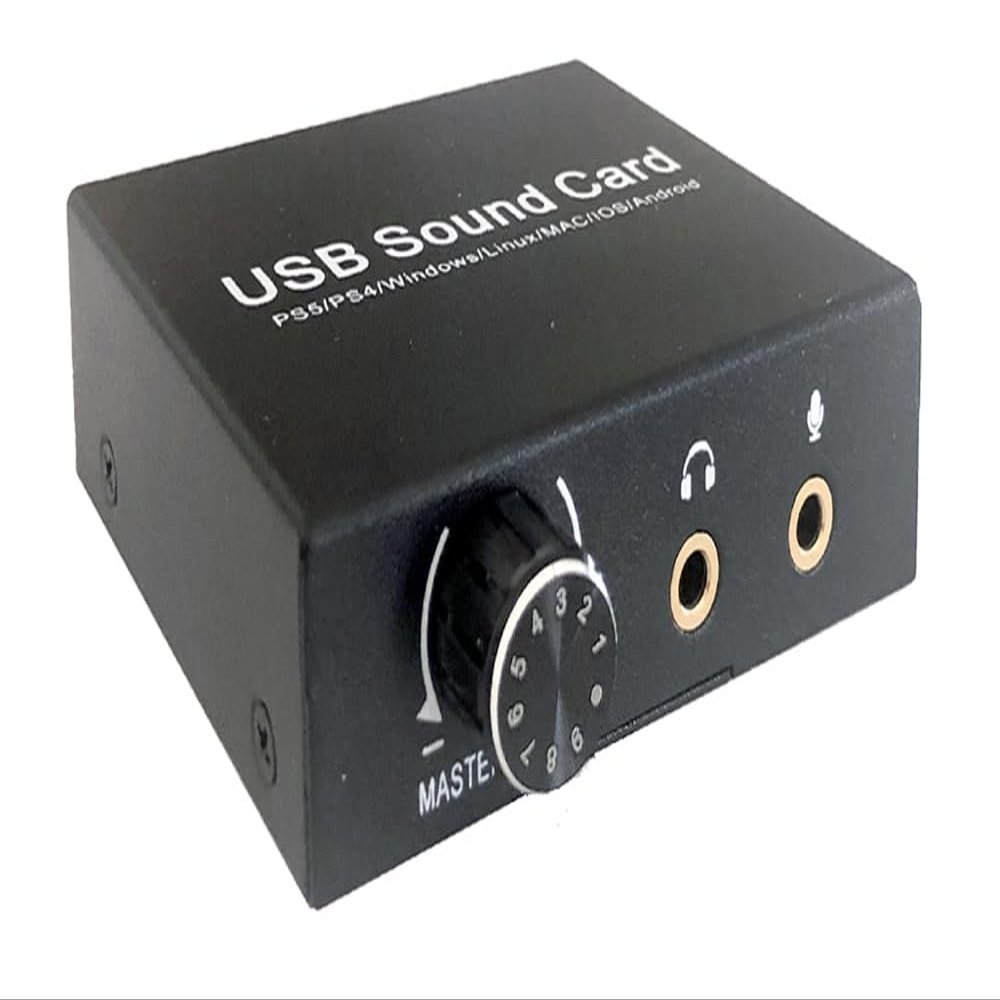 Plug-and-Play USB Sound Card for PC PS4 PS5 Android OS with Volume Control and Bass Control