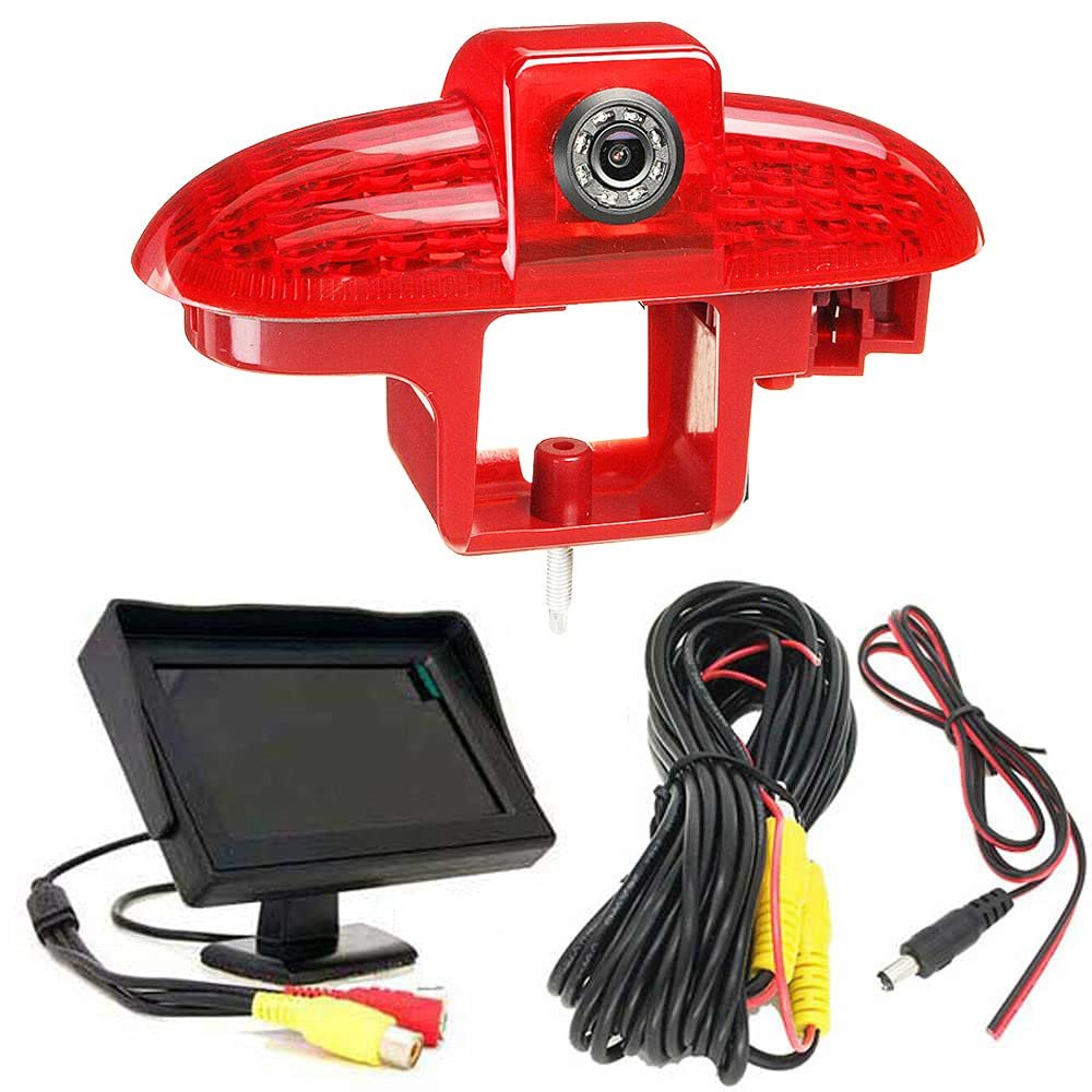 Car Third Roof Original Brake Light Rear View Camera, Replacement for Opel/Vauxhall/Combo/Master/Trafic/Scudo/Talento/Movano/Primastar/Peugeot Expert/Citroen (with 4.3 inch Monitor)