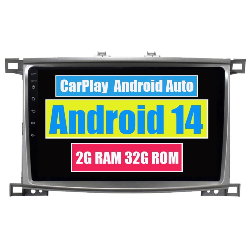 RoverOne Car Radio GPS for Toyota Land Cruiser 100 LC100 2005 2006 2007 with CarPlay Android Auto DSP Multimedia Player Stereo Navigation Bluetooth (for Automatic Air-Conditioner)